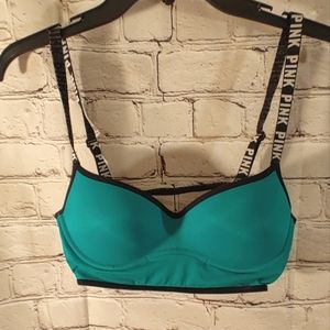 VS Pink Push Up Teal Cross Strap Sports Bra S